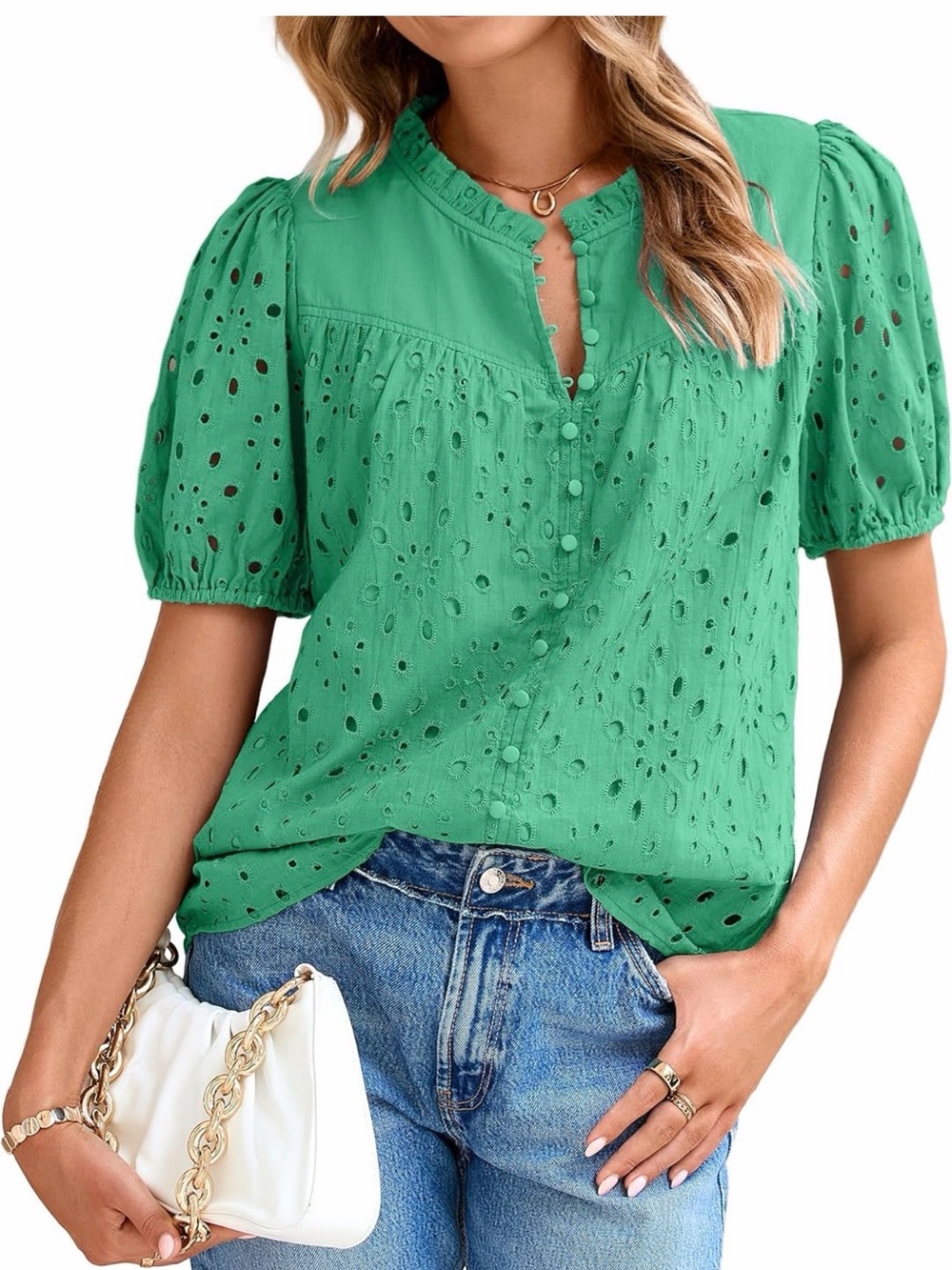 Glamaker Green Eyelet Blouse Small